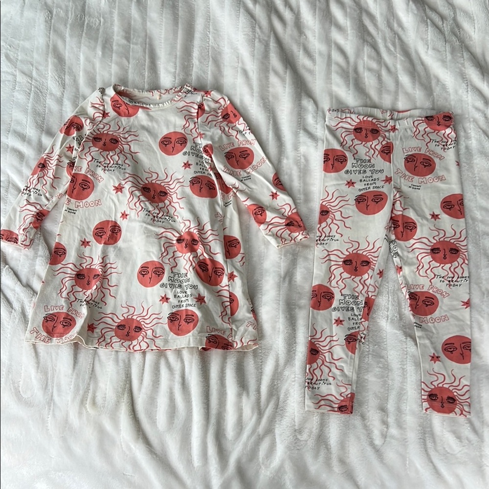 Mini RODINI Sun and Moon Girls Dress and Leggings Size 2-3